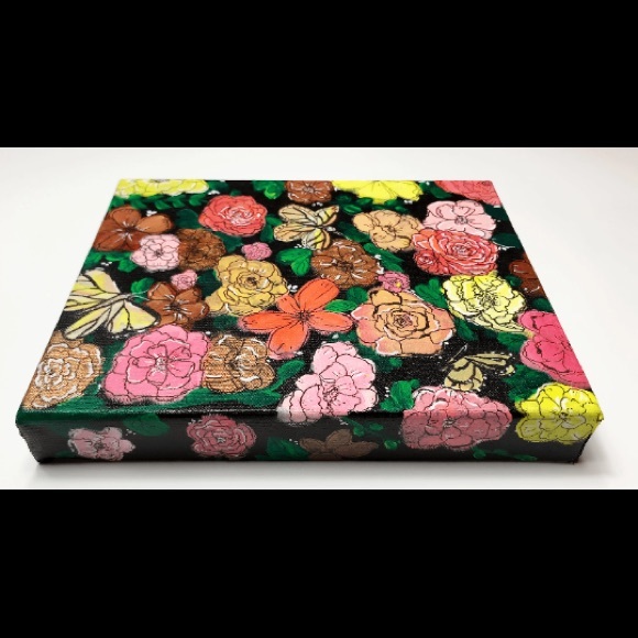 Original flower mosaic acrylic painting on canvas board wall art - Picture 3 of 4